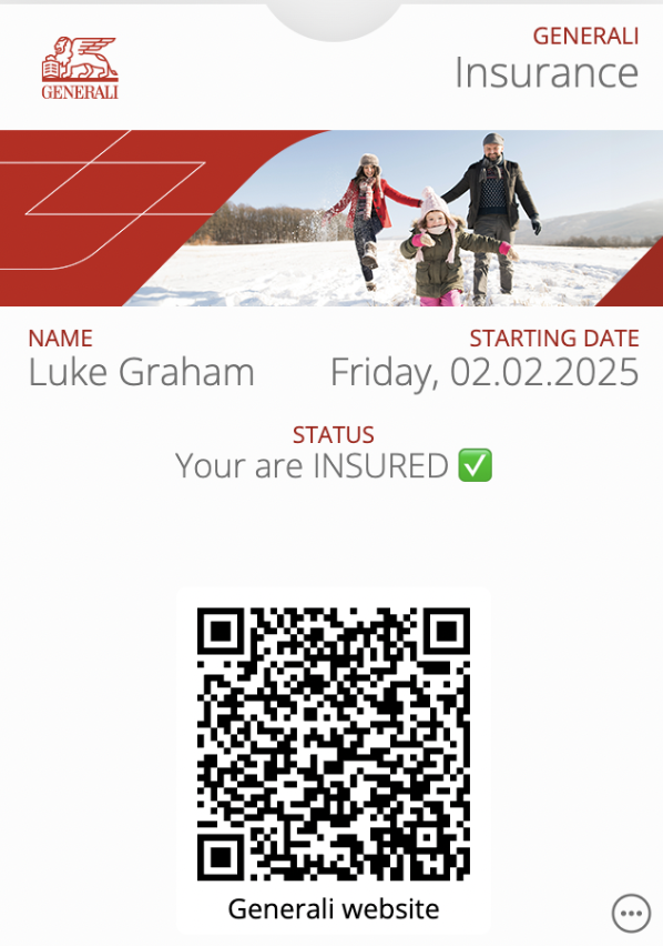Karta Generali Insurance vo wallete